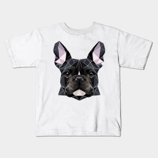 French Bulldog Geometric Portrait - Black Kids T-Shirt